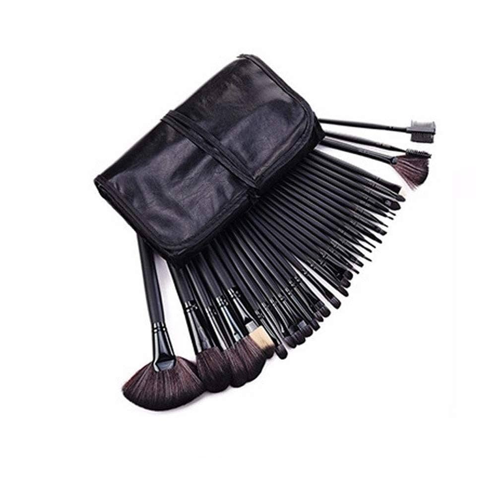 24-Piece Professional Makeup Brush Set with Leather Pouch – Full Face Cosmetic Brush Kit