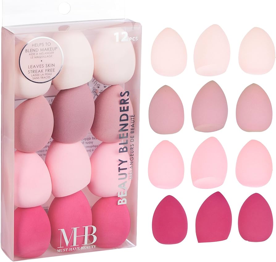 12-Piece Beauty Blender Makeup Sponge Set – Soft, Latex-Free, Multi-Color Blending Sponges