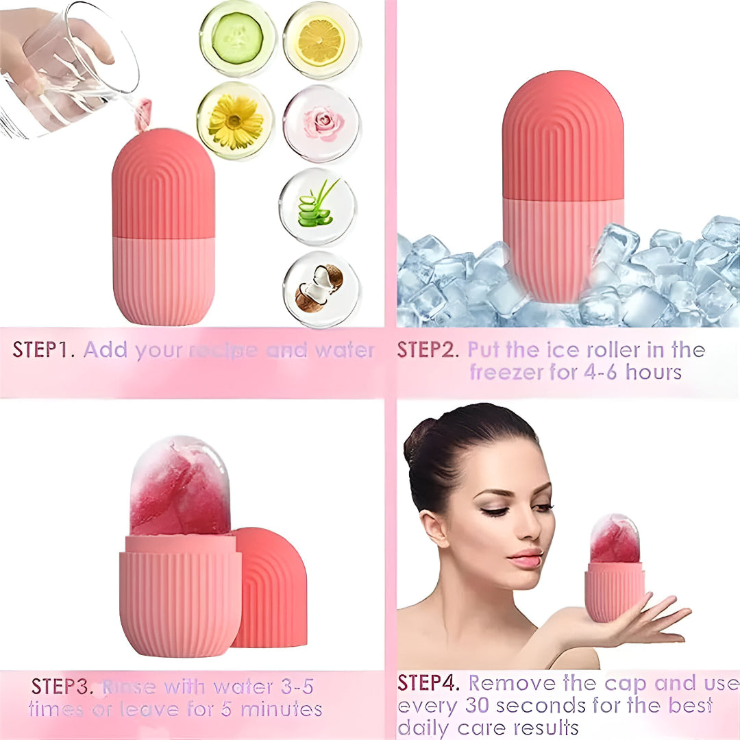 Ice Roller for Face, Puffy Eyes, Neck & Skin – Reusable Silicone Facial Ice Massager
