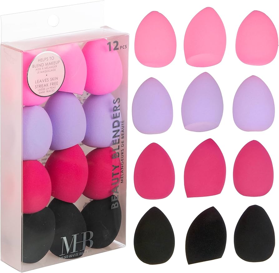 12-Piece Beauty Blender Makeup Sponge Set – Soft, Latex-Free, Multi-Color Blending Sponges