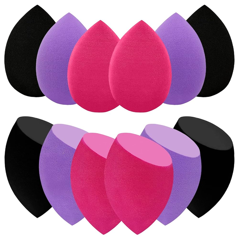 12-Piece Beauty Blender Makeup Sponge Set – Soft, Latex-Free, Multi-Color Blending Sponges