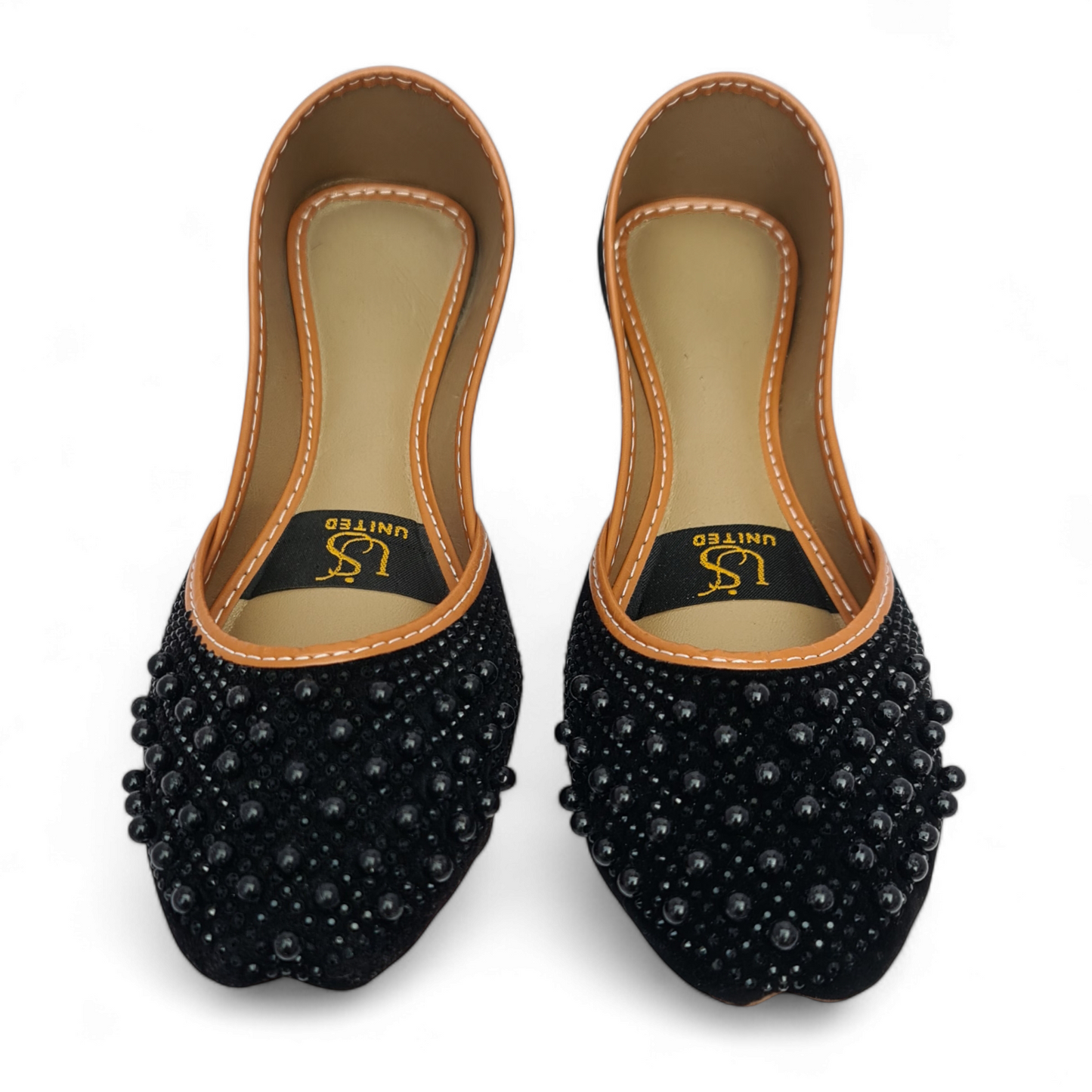 Black Pearl Embellished Khussa – Handcrafted Bridal & Party Wear Flats