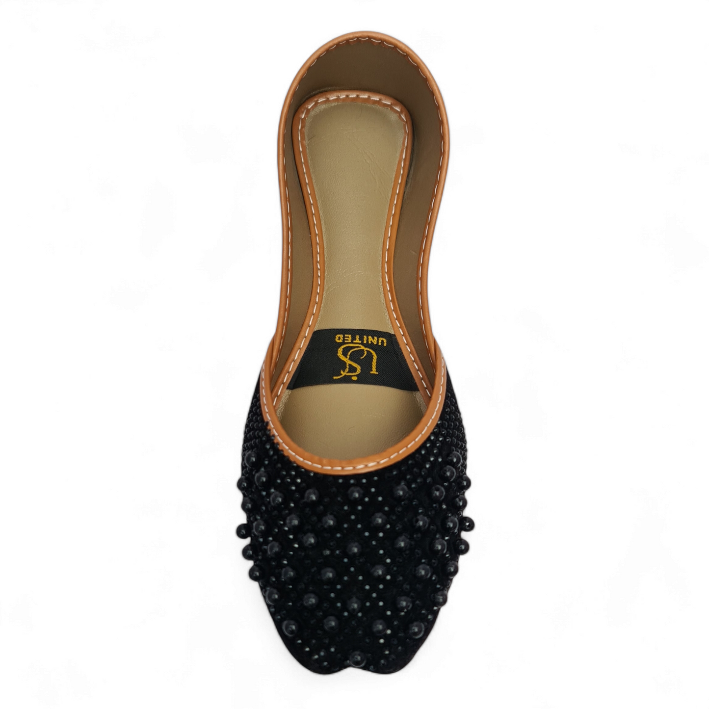 Black Pearl Embellished Khussa – Handcrafted Bridal & Party Wear Flats