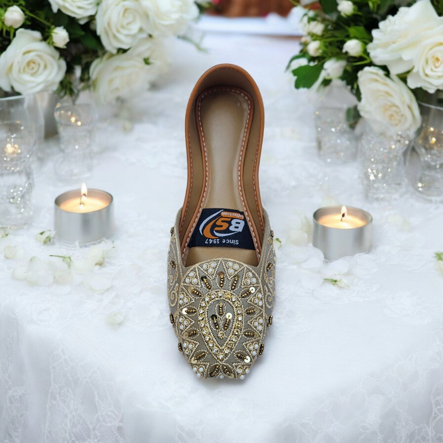 Gold Embroidered Bridal Khussa – Handcrafted