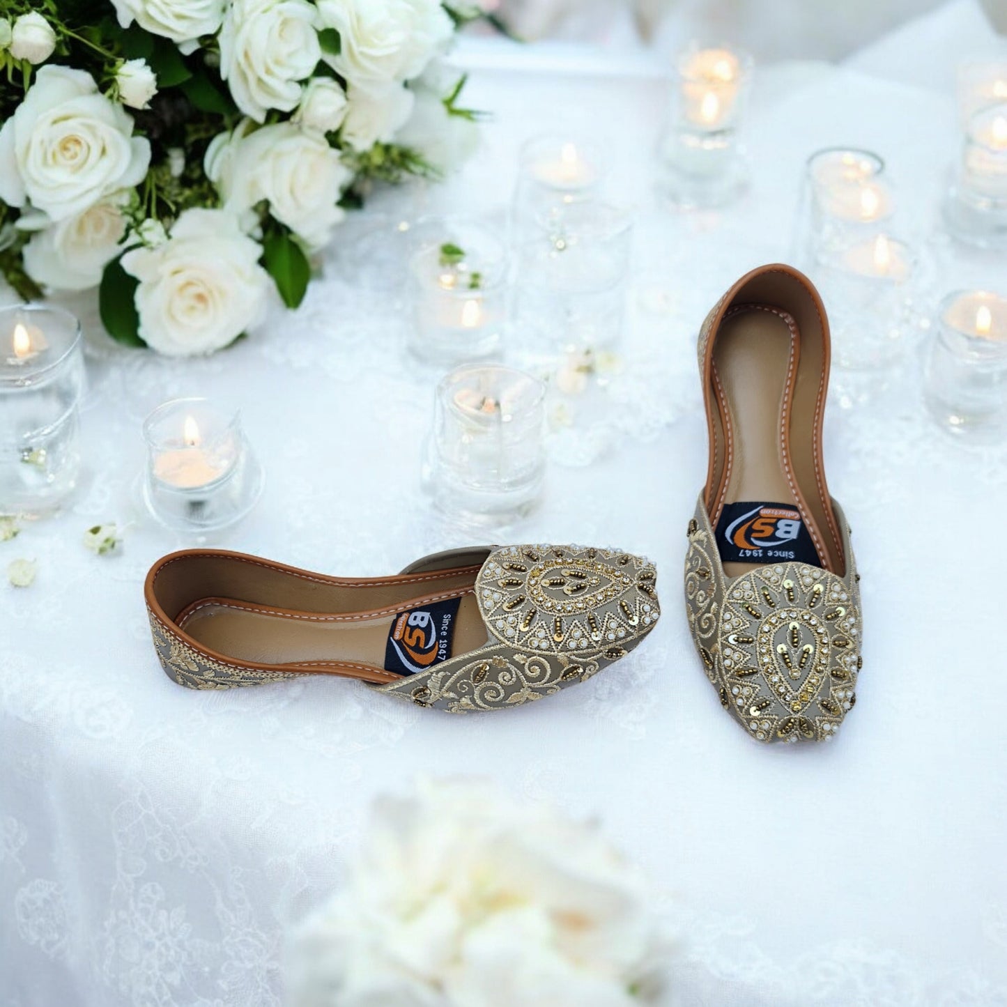 Gold Embroidered Bridal Khussa – Handcrafted