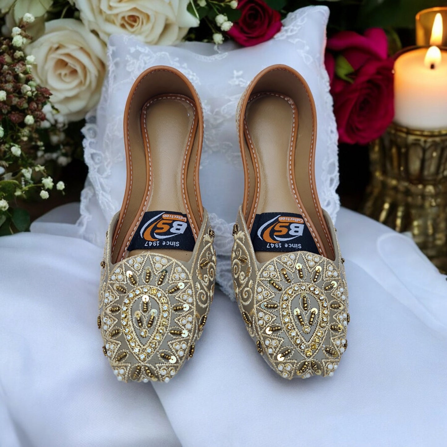 Gold Embroidered Bridal Khussa – Handcrafted