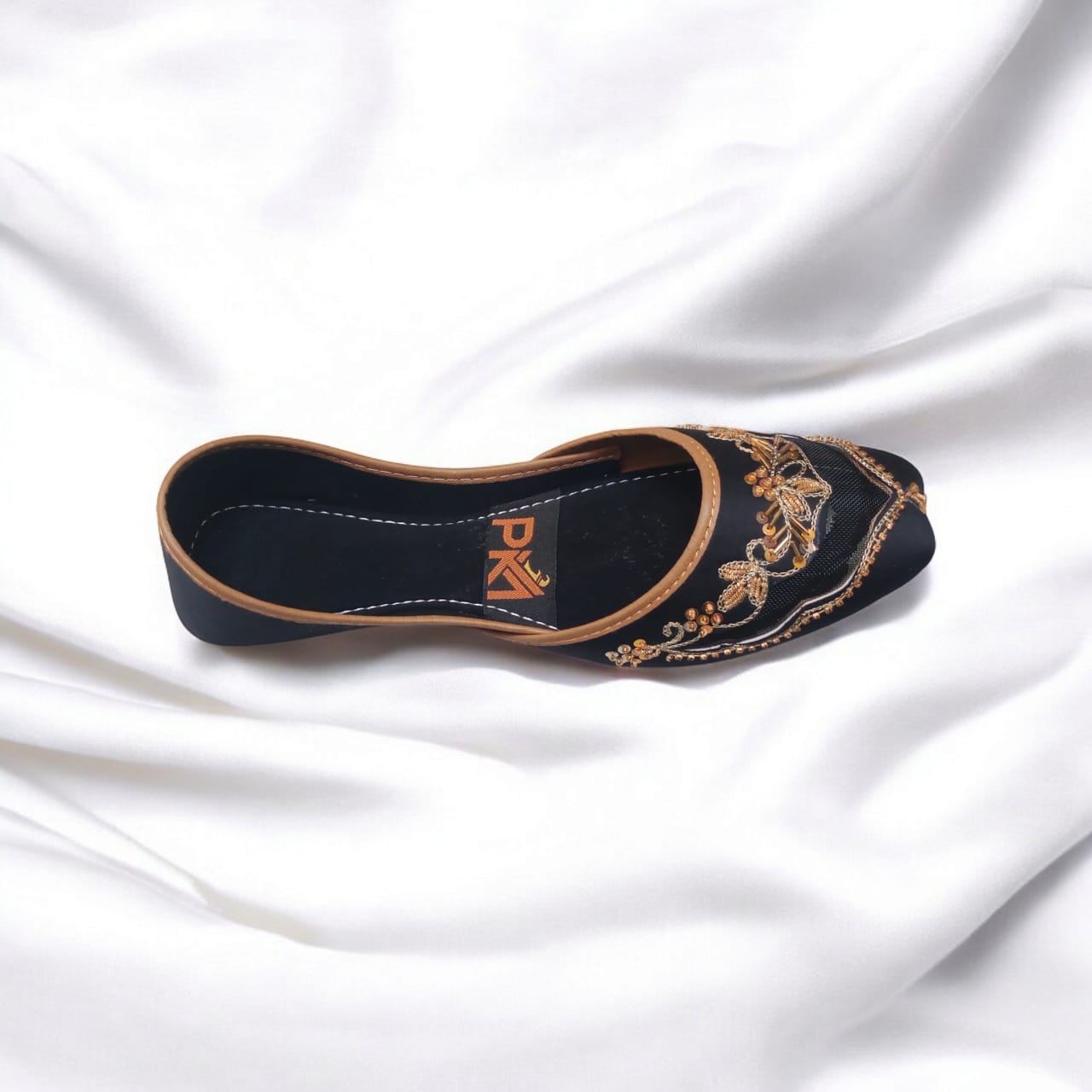 Black Net Embroidered Jutti – Handcrafted Elegance