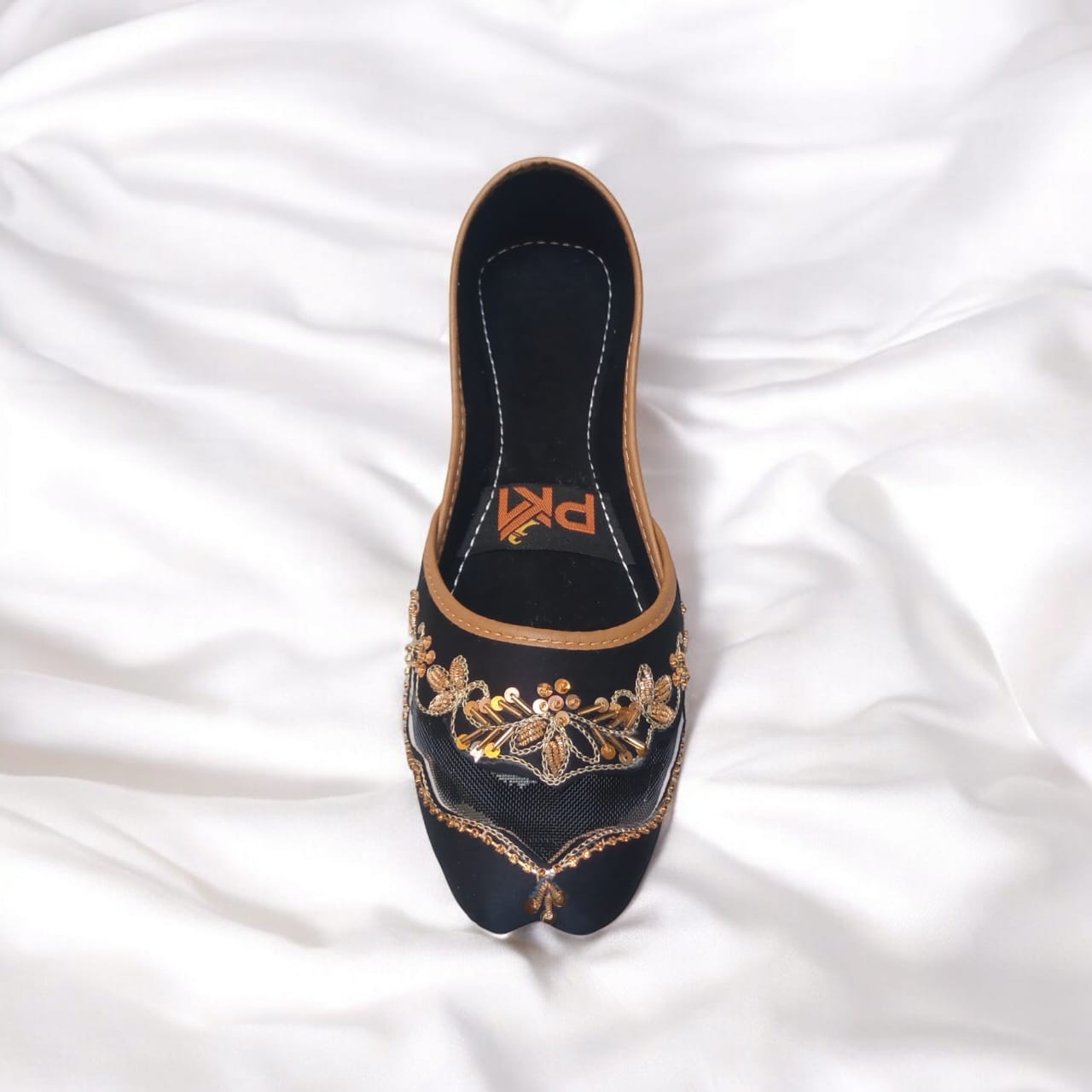Black Net Embroidered Jutti – Handcrafted Elegance