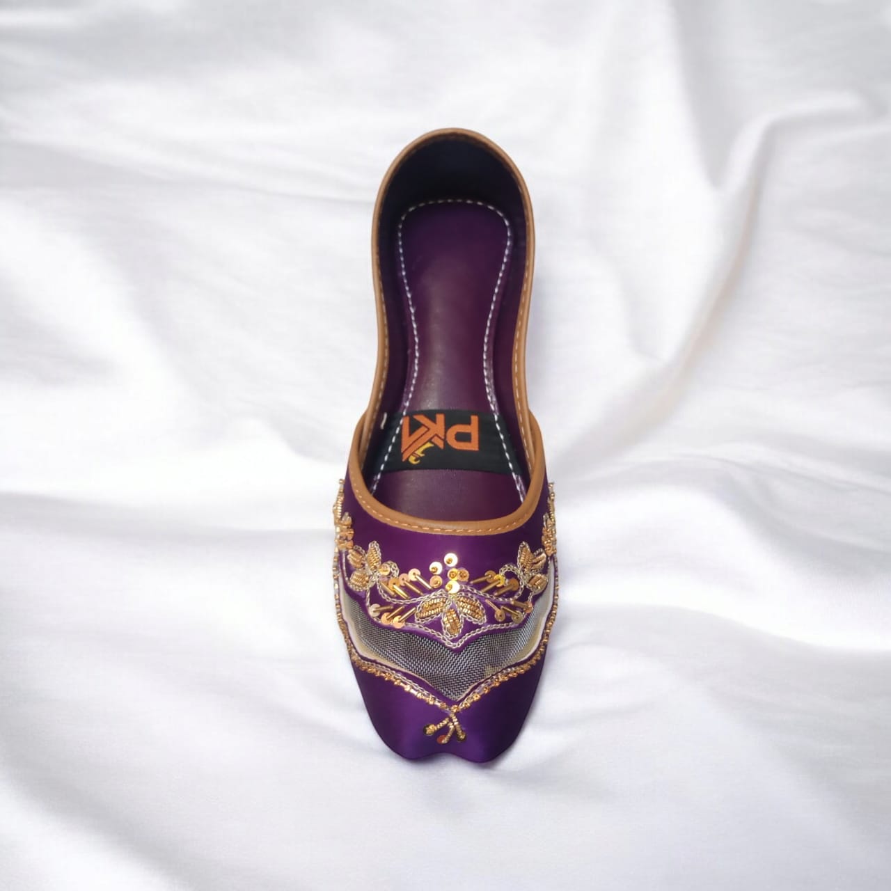 Dark Purple Net Embroidered Jutti – Handcrafted Elegance