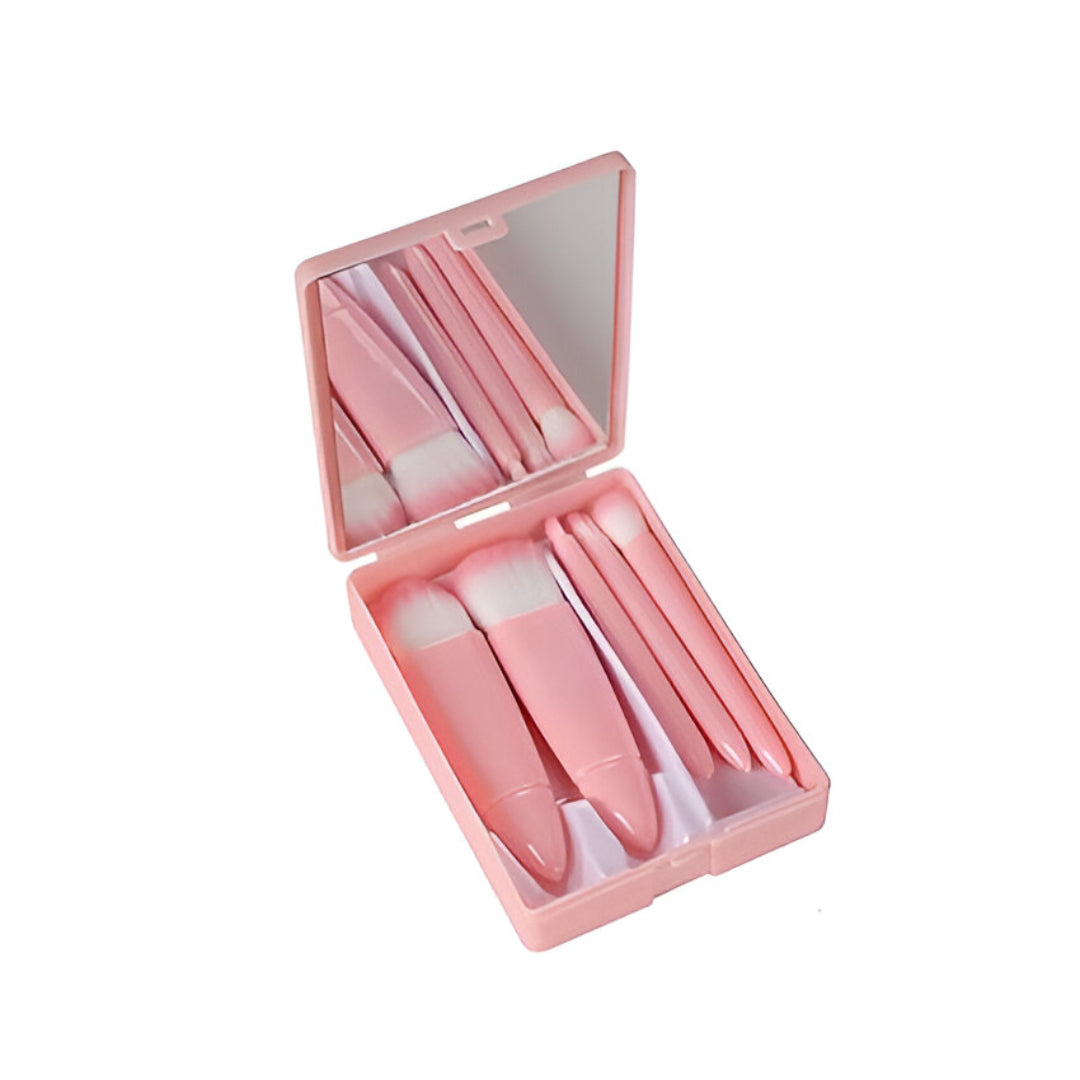 5-Piece Mini Pink Makeup Brush Set – Travel-Friendly Beauty Tools