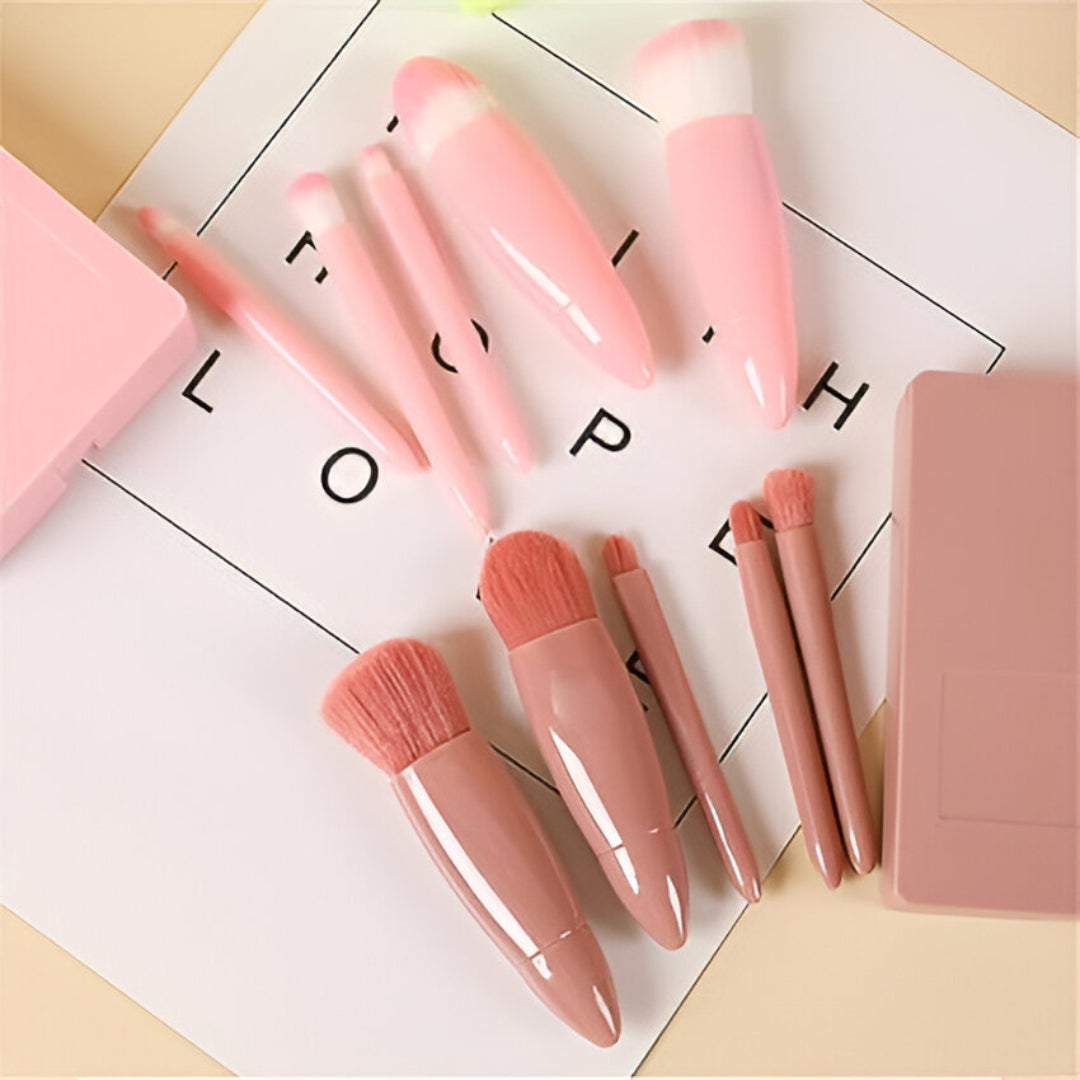 5-Piece Mini Pink Makeup Brush Set – Travel-Friendly Beauty Tools
