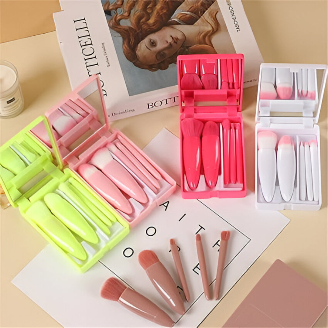 5-Piece Mini Pink Makeup Brush Set – Travel-Friendly Beauty Tools
