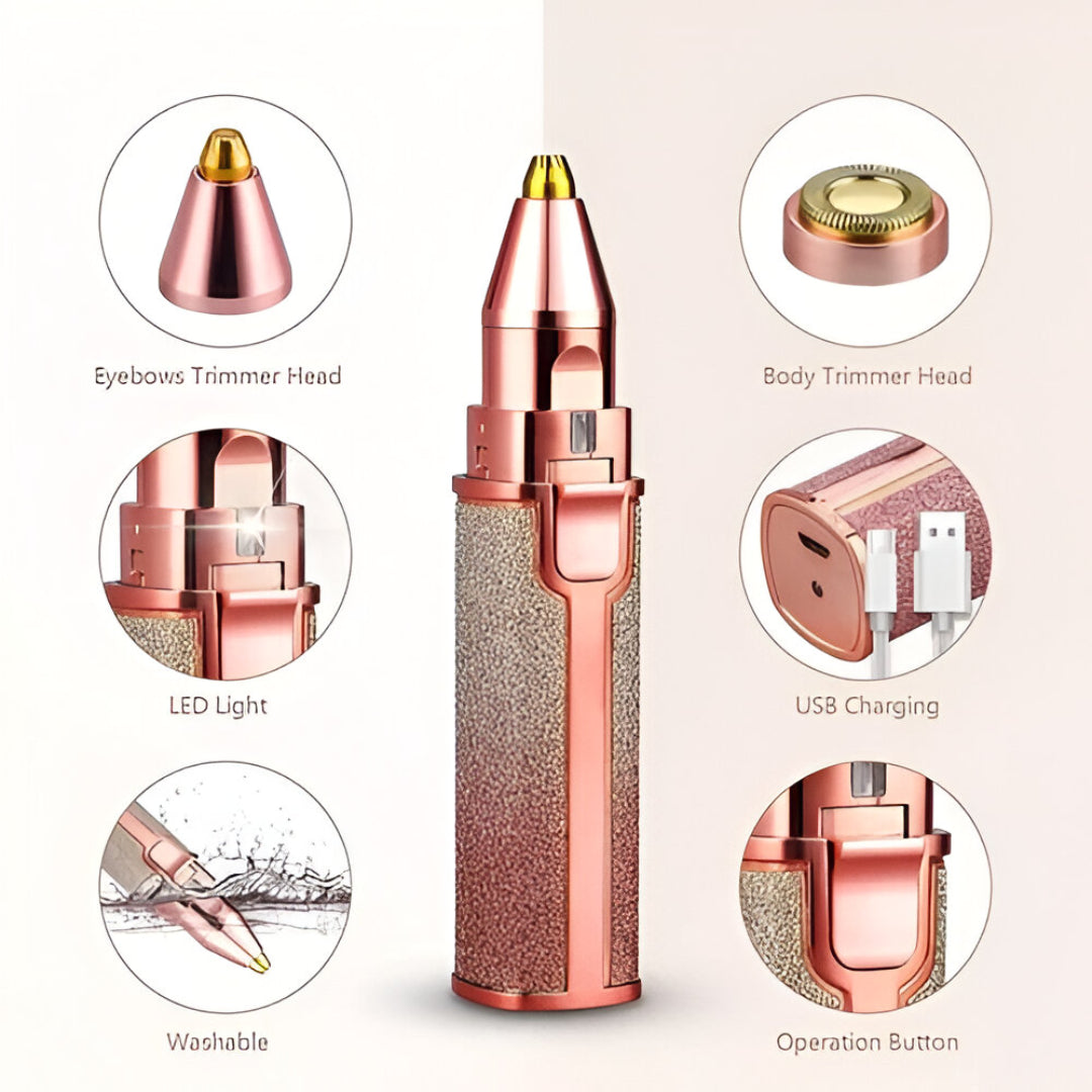 Rechargeable Eyebrow Trimmer Pen with Built-In LED Light – Painless Precision Hair Remover