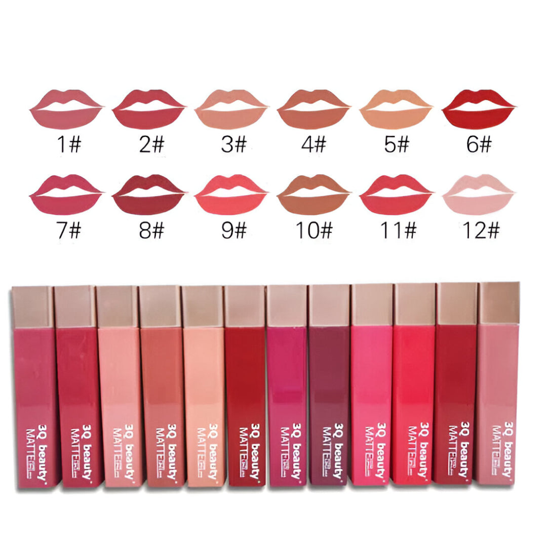 12-Piece Matte Liquid Lipstick Set – Long Lasting, Waterproof & Non-Sticky