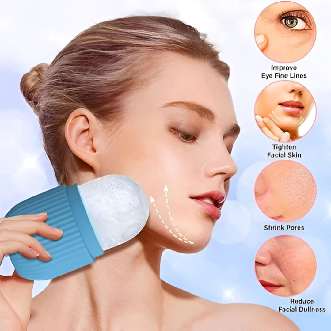 Ice Roller for Face, Puffy Eyes, Neck & Skin – Reusable Silicone Facial Ice Massager
