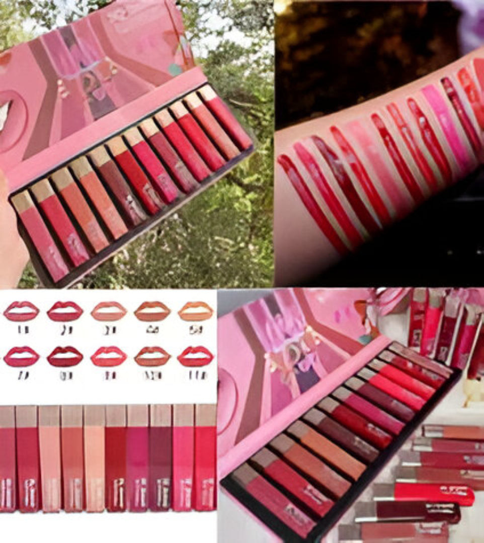 12-Piece Matte Liquid Lipstick Set – Long Lasting, Waterproof & Non-Sticky