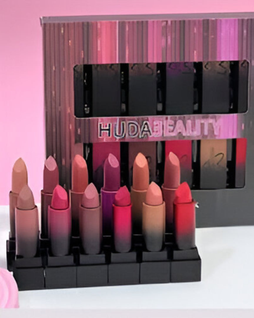 Matte Long-Lasting Lipstick Set – 12 Vibrant Shades | Waterproof & Smooth Finish