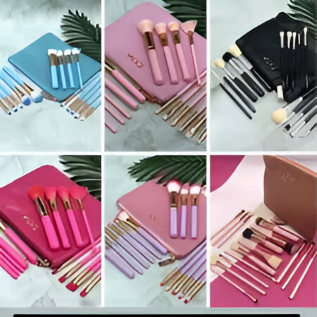 Princess Pink 15-Piece Makeup Brush Set with Pouch – Soft & Stylish