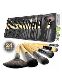 24-Piece Professional Makeup Brush Set with Leather Pouch – Full Face Cosmetic Brush Kit