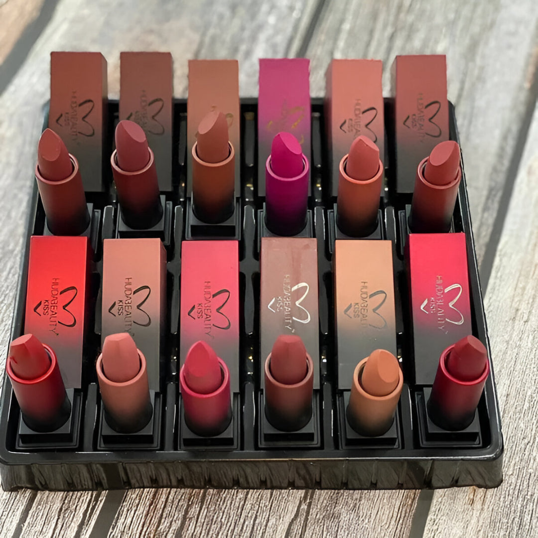 Matte Long-Lasting Lipstick Set – 12 Vibrant Shades | Waterproof & Smooth Finish