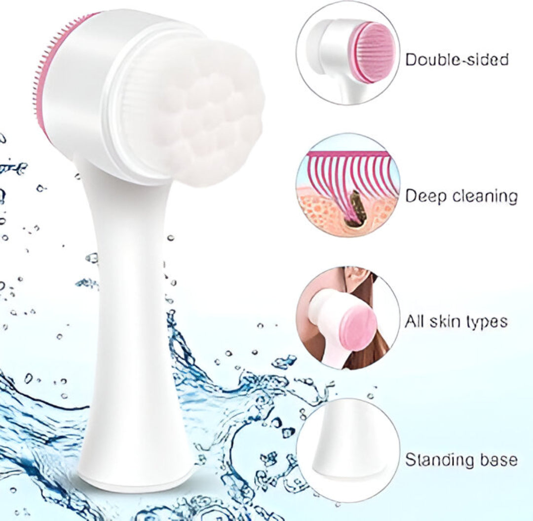 2-in-1 Double-Sided Facial Cleansing Brush – Deep Cleaning Exfoliator for All Skin Types
