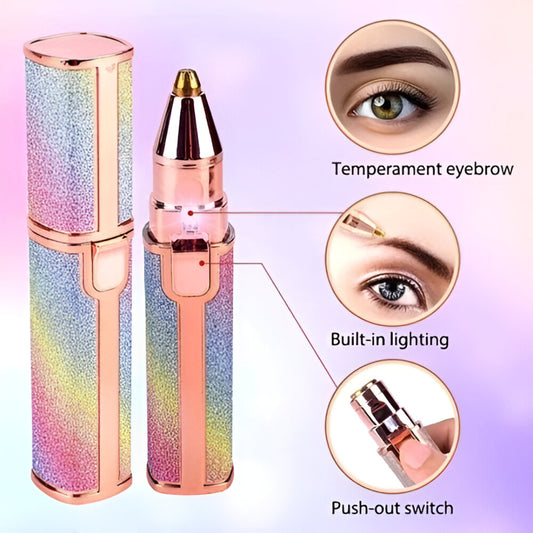Rechargeable Eyebrow Trimmer Pen with Built-In LED Light – Painless Precision Hair Remover