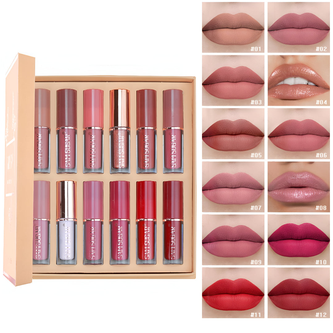 Handaiyan 12 Colors Liquid Lipstick Gift Set – Matte, Long-Lasting & Waterproof Lip Colors