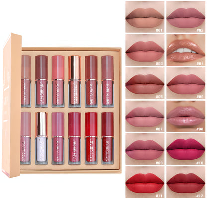 Handaiyan 12 Colors Liquid Lipstick Gift Set – Matte, Long-Lasting & Waterproof Lip Colors