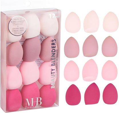 12-Piece Beauty Blender Makeup Sponge Set – Soft, Latex-Free, Multi-Color Blending Sponges