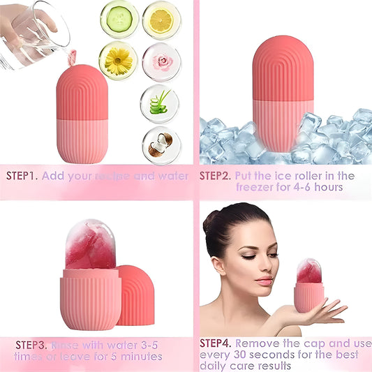Ice Roller for Face, Puffy Eyes, Neck & Skin – Reusable Silicone Facial Ice Massager