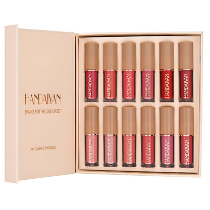 Handaiyan 12 Colors Liquid Lipstick Gift Set – Matte, Long-Lasting & Waterproof Lip Colors