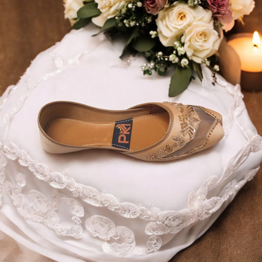 Golden Net Embroidered Jutti – Handcrafted Elegance