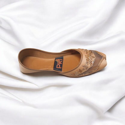 Golden Net Embroidered Jutti – Handcrafted Elegance