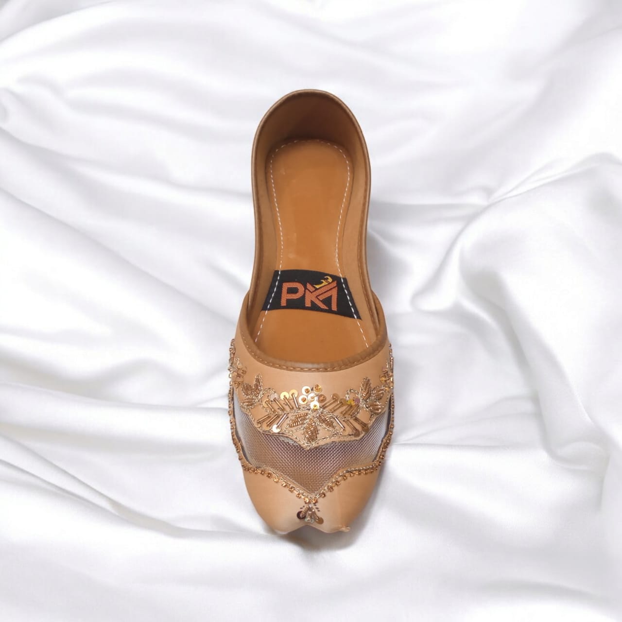 Golden Net Embroidered Jutti – Handcrafted Elegance