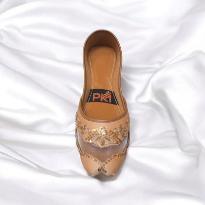 Golden Net Embroidered Jutti – Handcrafted Elegance