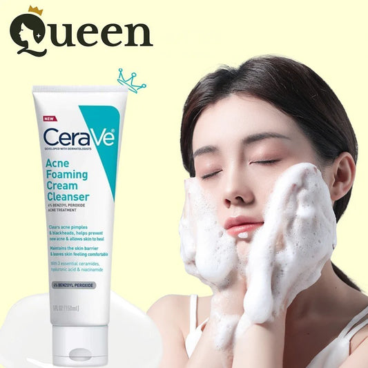 CeraVe Acne Foaming Cream Cleanser 150ml – 4% Benzoyl Peroxide Acne Treatment