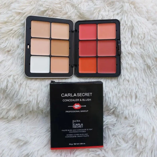 Carla Secret Concealer & Blush Palette – 8‑Shade Cream Coverage & Color Palette