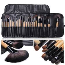 24-Piece Professional Makeup Brush Set with Leather Pouch – Full Face Cosmetic Brush Kit