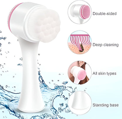 2-in-1 Double-Sided Facial Cleansing Brush – Deep Cleaning Exfoliator for All Skin Types